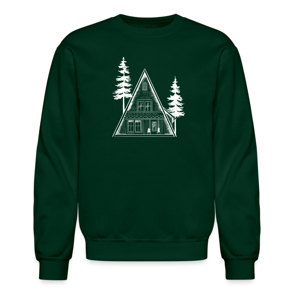 A-Frame White Unisex Crewneck Sweatshirt - forest green