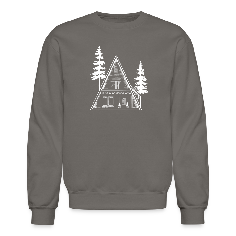 A-Frame White Unisex Crewneck Sweatshirt - asphalt gray