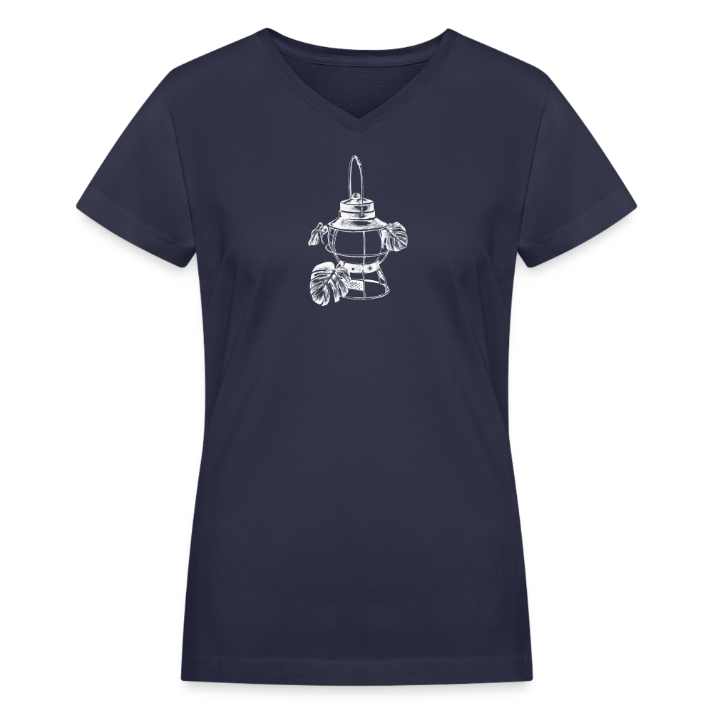 White Lantern Women's V-Neck T-Shirt - navy