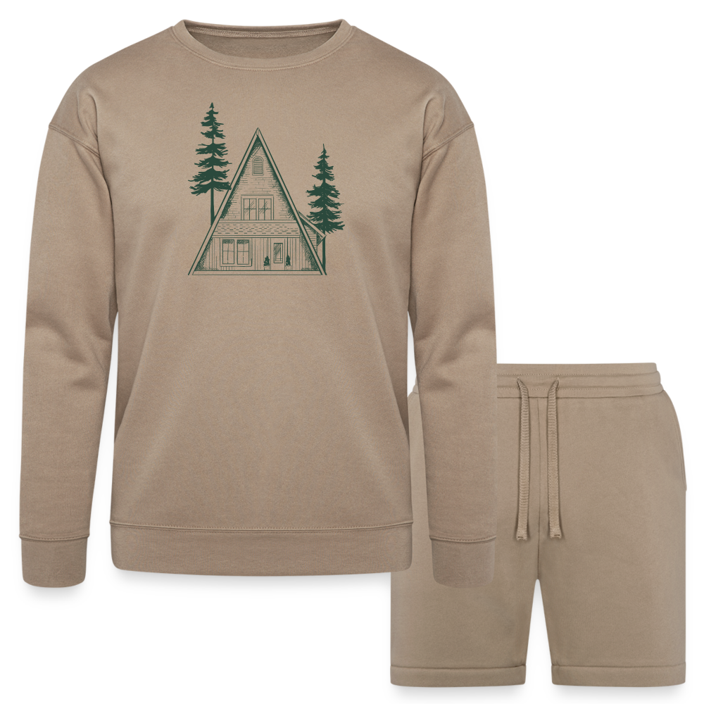 A-Frame Green Unisex Sweatshirt & Short Set - tan