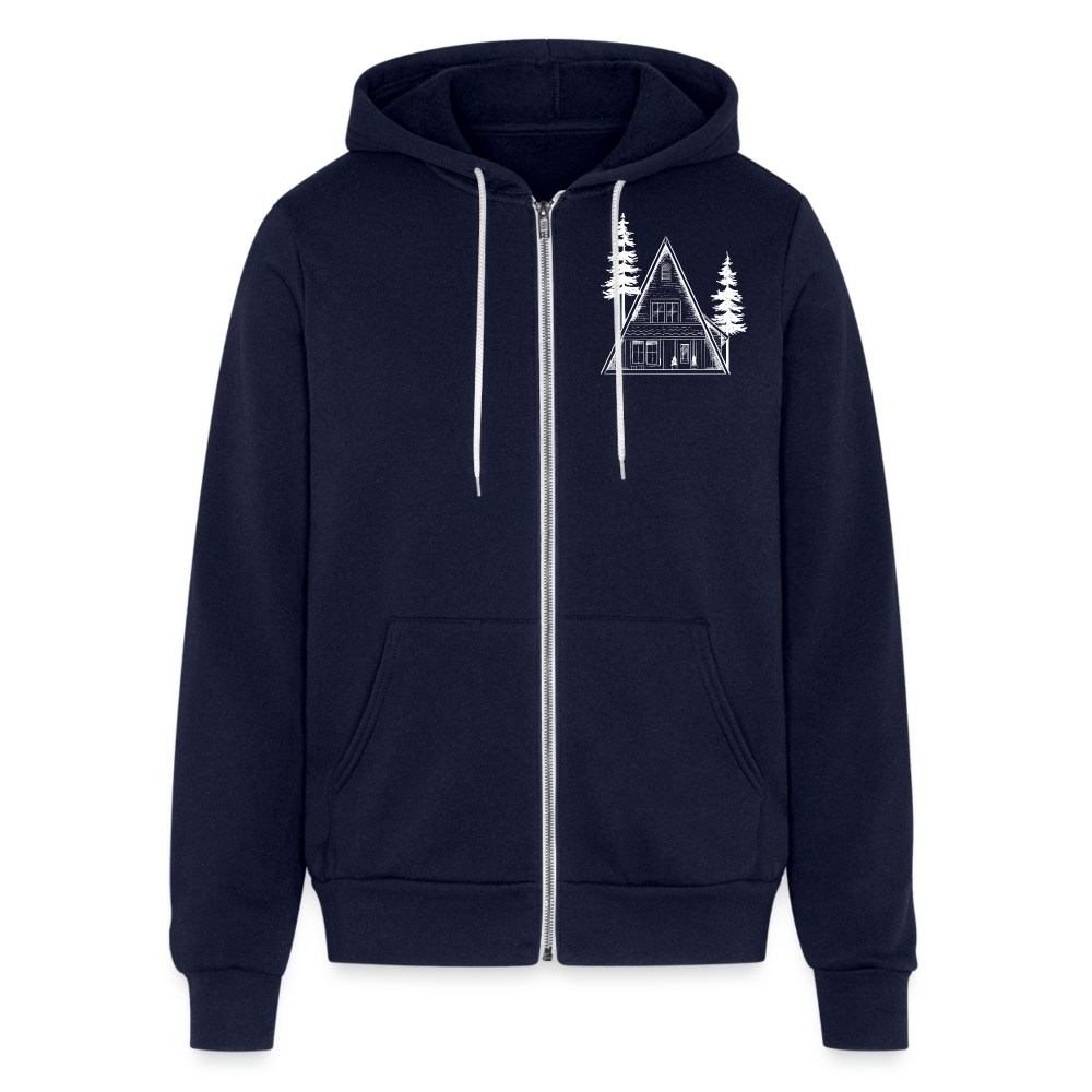 A-Frame White Unisex Full Zip Hoodie - navy