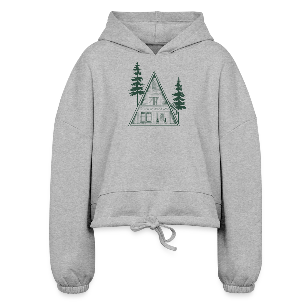 A-Frame Green Women's Cropped Cozy AF Hoodie - heather gray