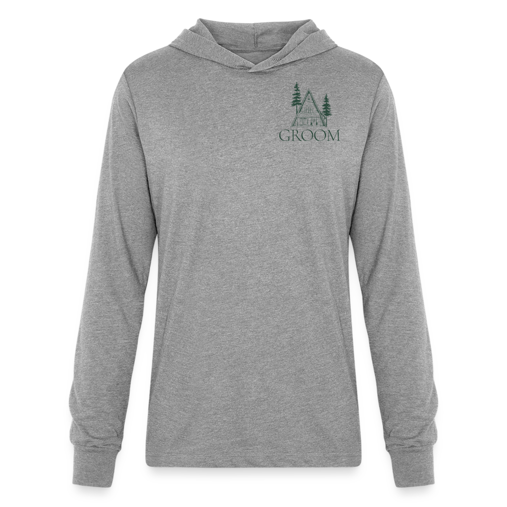 "Groom" A-Frame Green Long Sleeve Hoodie Shirt - heather grey