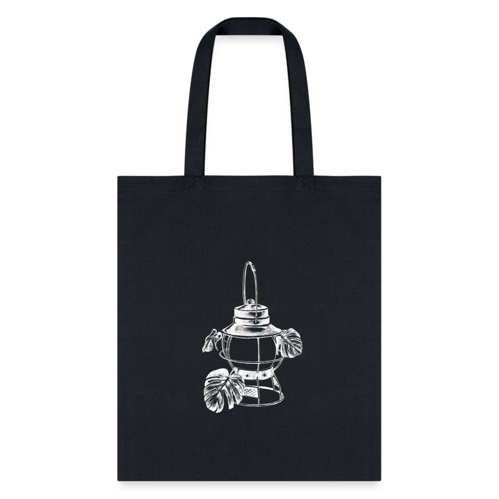 White Lantern Tote Bag - black