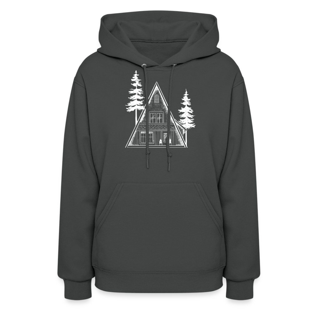 A-Frame White Women's Hoodie - asphalt