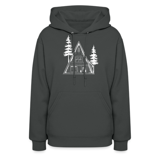 A-Frame White Women's Hoodie - asphalt