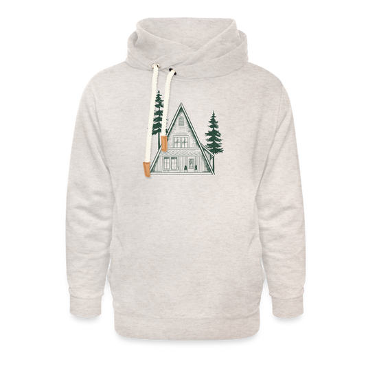 A-Frame Green Unisex Shawl Collar Hoodie - heather oatmeal