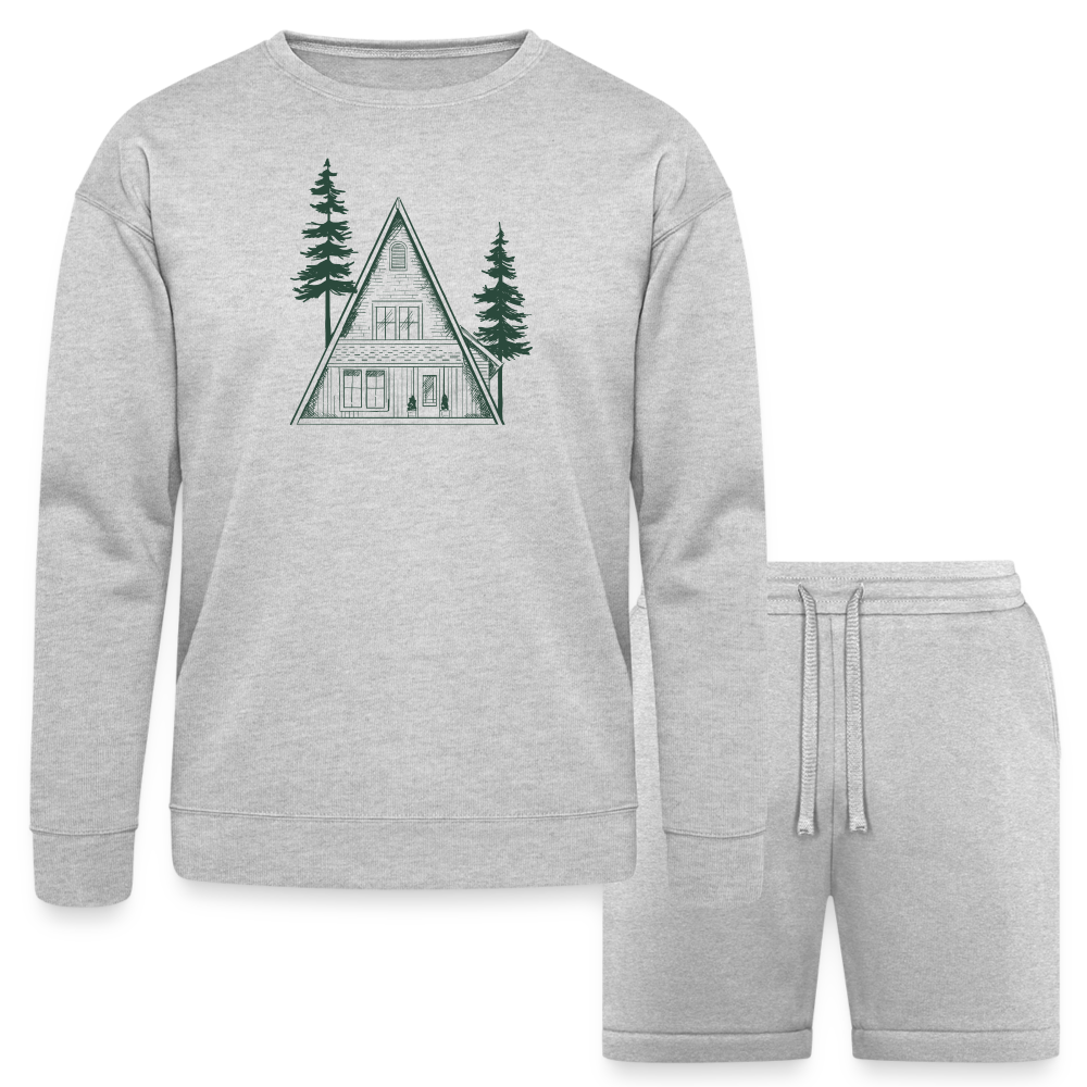 A-Frame Green Unisex Sweatshirt & Short Set - heather gray