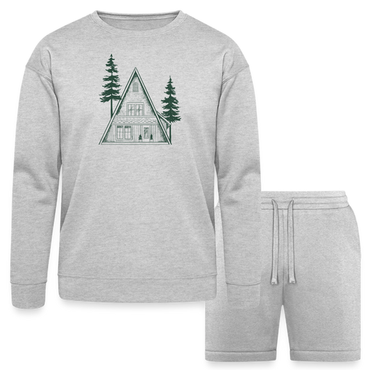 A-Frame Green Unisex Sweatshirt & Short Set - heather gray