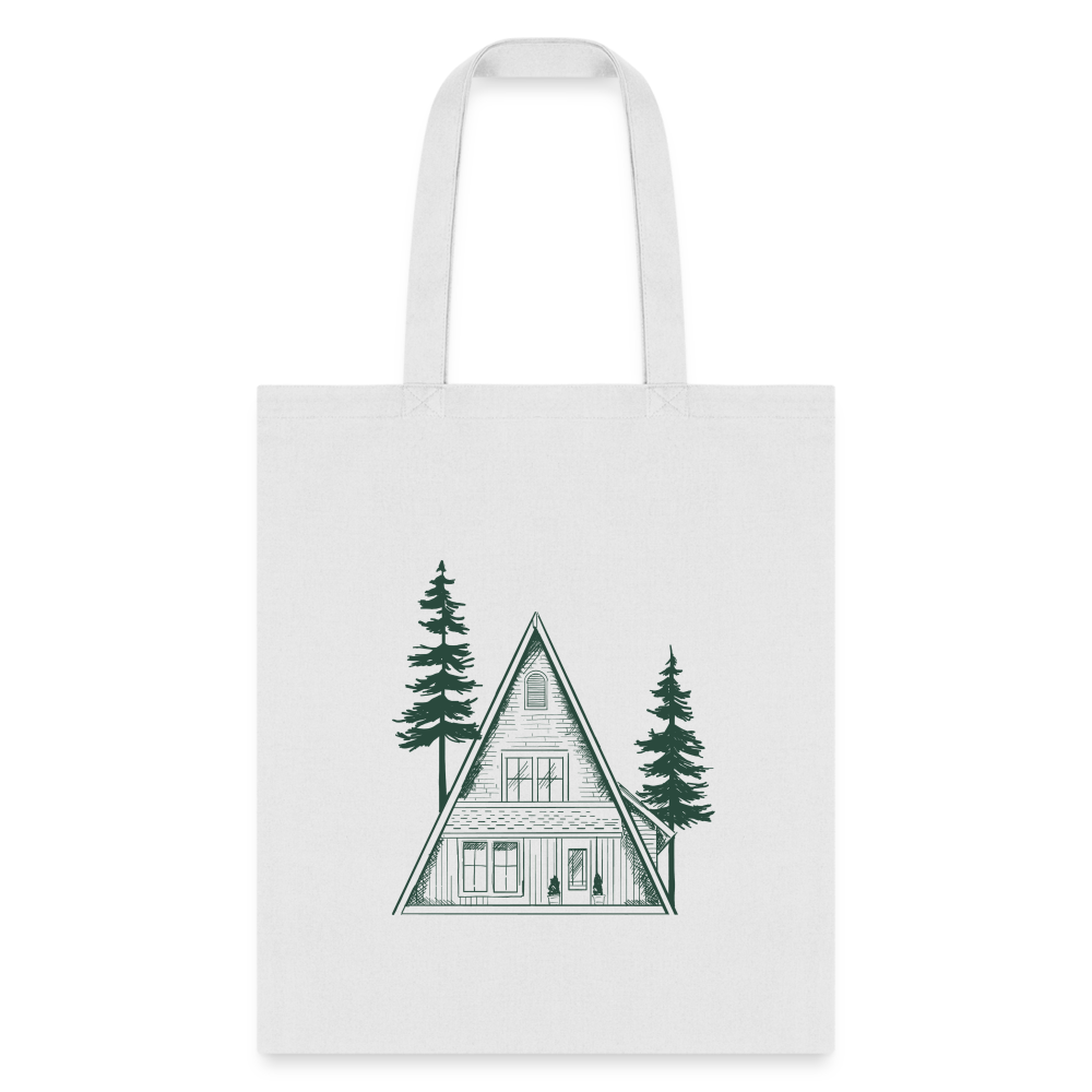 A-Frame Green Tote Bag - white