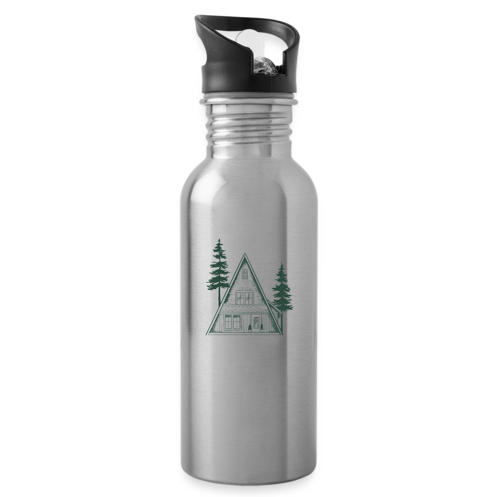 A-Frame Green 20 oz Water Bottle - silver