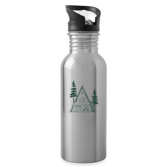 A-Frame Green 20 oz Water Bottle - silver