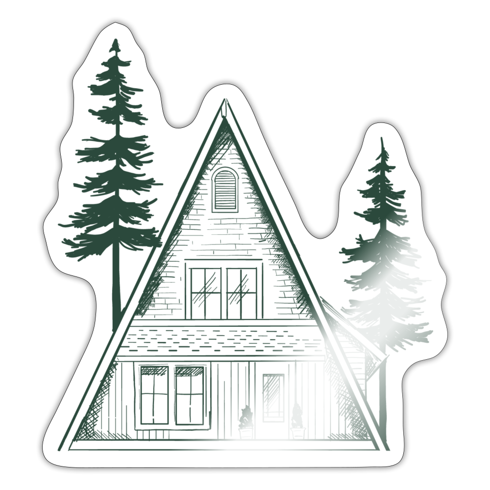 A-Frame Green PNW Sticker - white glossy