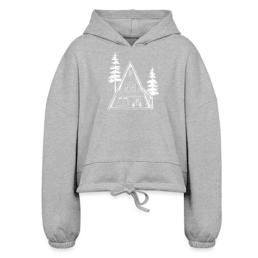 A-Frame White Women’s Cozy AF Cropped Hoodie - heather gray