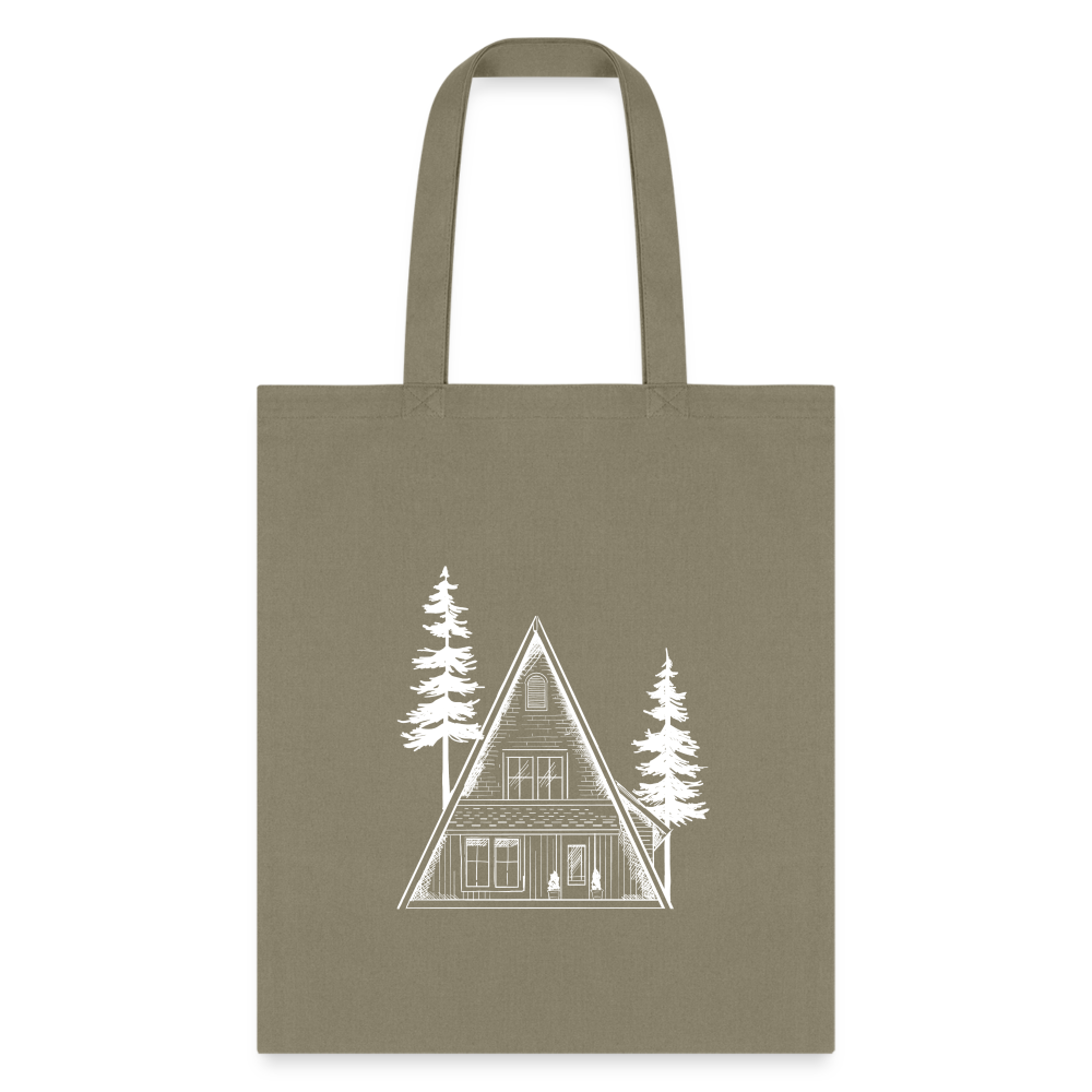 A-Frame White Tote Bag - khaki