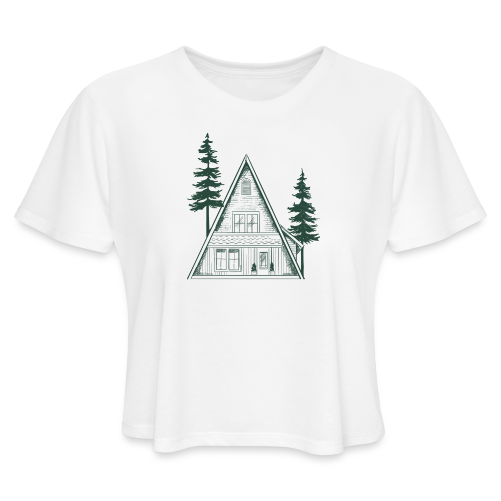 A-Frame Green Women's Cropped T-Shirt - white