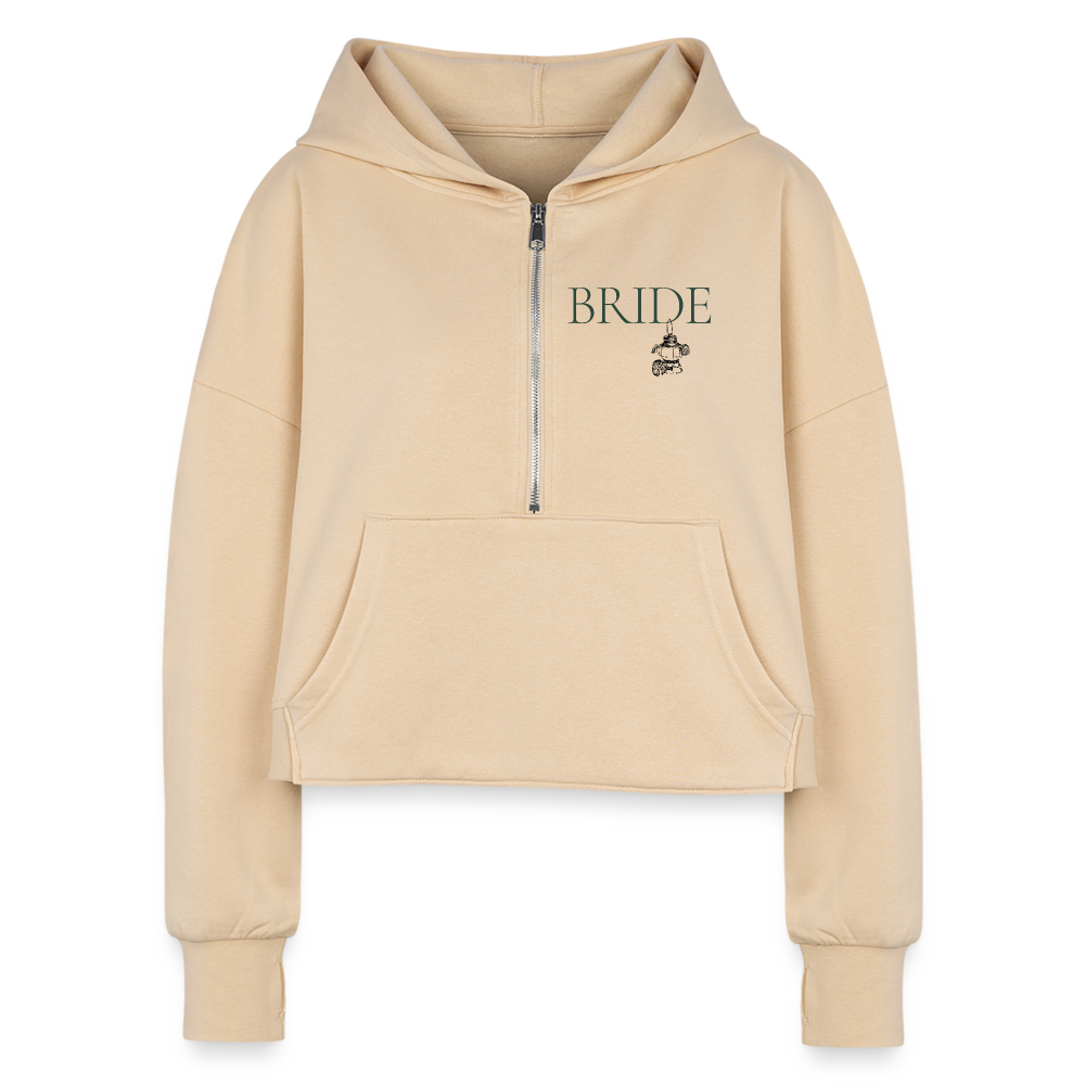 "Bride" Half Zip Cropped Hoodie - nude