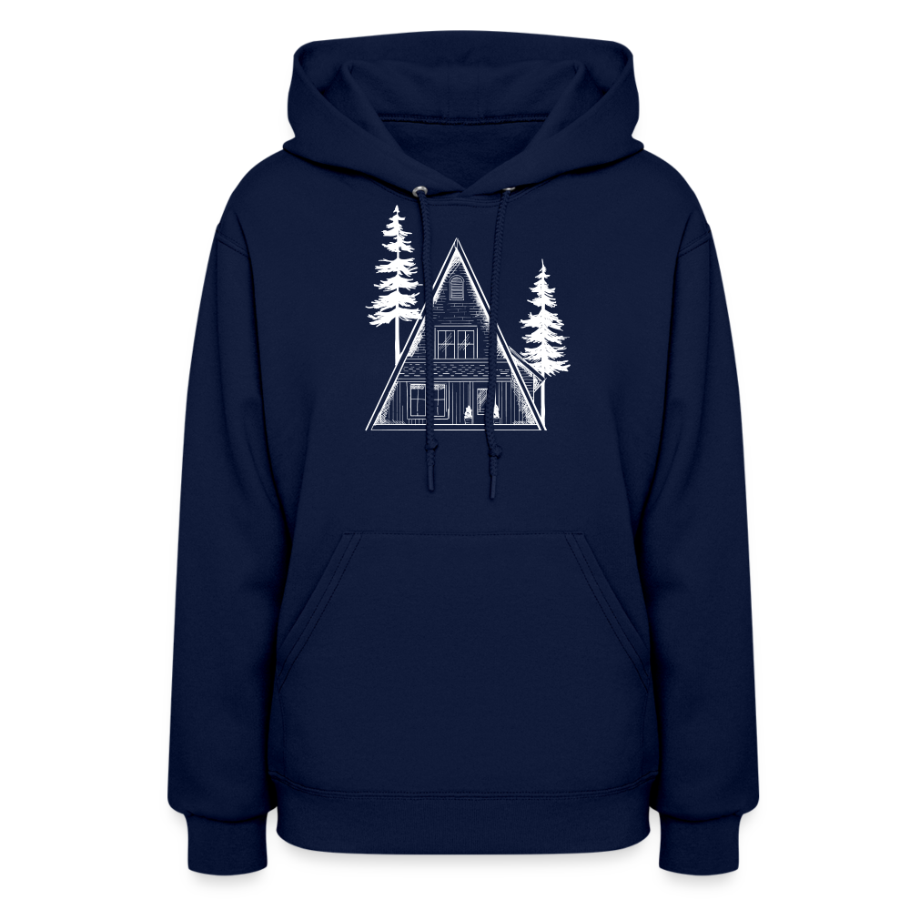 A-Frame White Women's Hoodie - navy