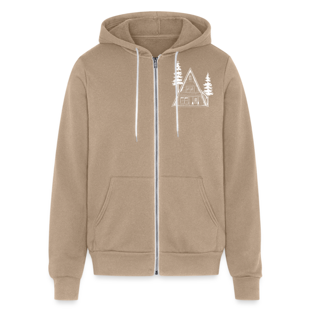 A-Frame White Unisex Full Zip Hoodie - tan