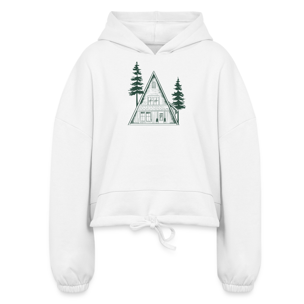 A-Frame Green Women's Cropped Cozy AF Hoodie - white