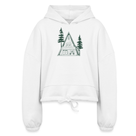 A-Frame Green Women's Cropped Cozy AF Hoodie - white