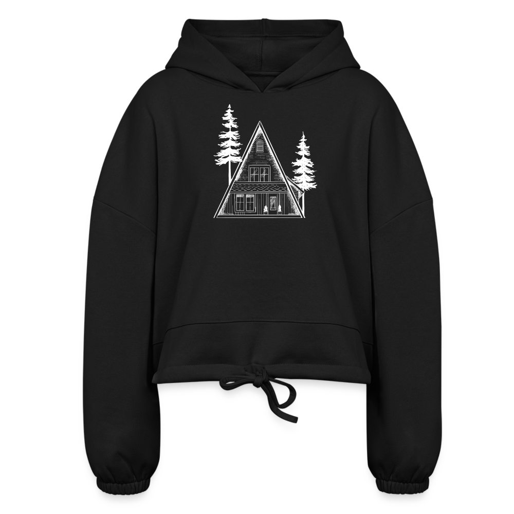 A-Frame White Women’s Cozy AF Cropped Hoodie - black