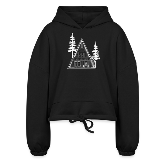 A-Frame White Women’s Cozy AF Cropped Hoodie - black