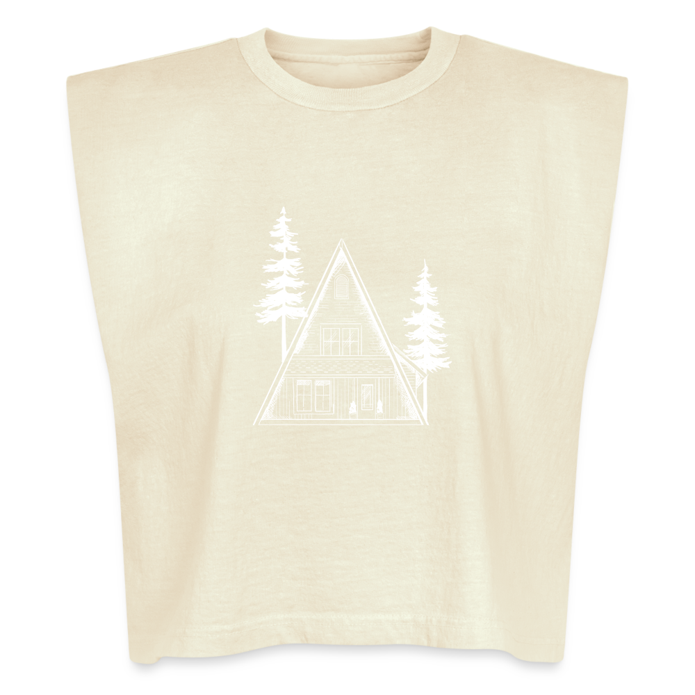 A-Frame White Women's Muscle Tank - faded cream