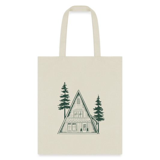 A-Frame Green Tote Bag - natural