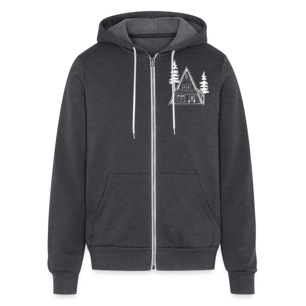 A-Frame White Unisex Full Zip Hoodie - charcoal grey