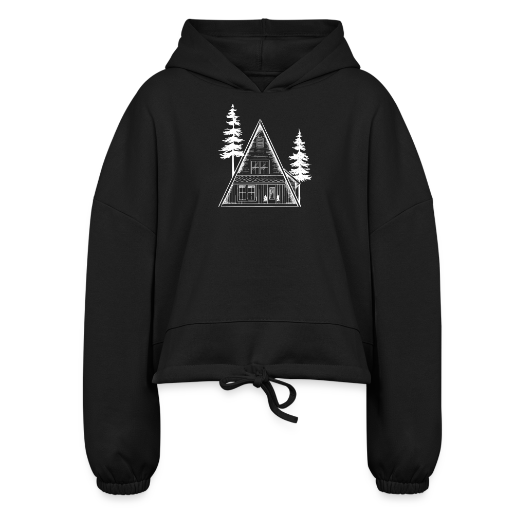 A-Frame White Women’s Cozy AF Cropped Hoodie - black