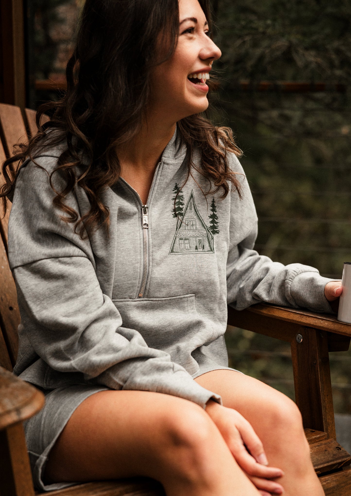 A-Frame Green Women's Cropped Hoodie & Jogger Short Set