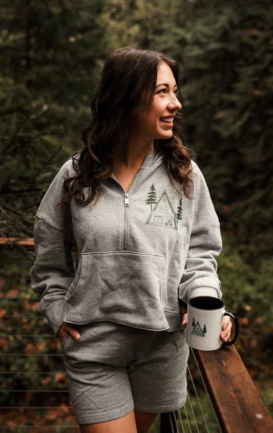 A-Frame Green Women's Cropped Hoodie & Jogger Short Set