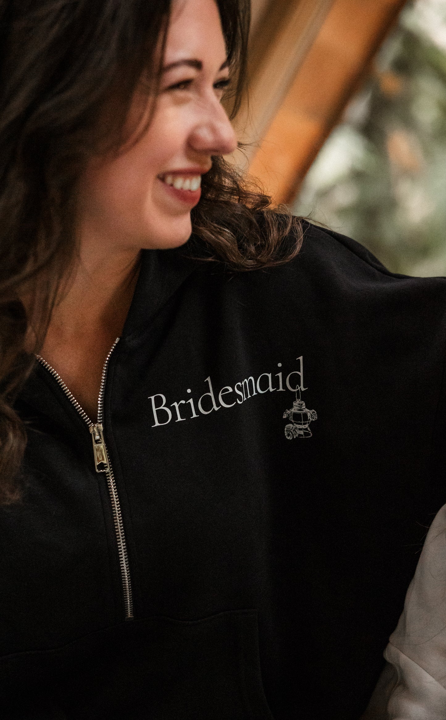 "Bridesmaid" Half Zip Cropped Hoodie